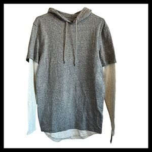 NWT AMERICAN RAG Gray Hoodie TShirt Combo Layered Look Long Sleeve Size Small